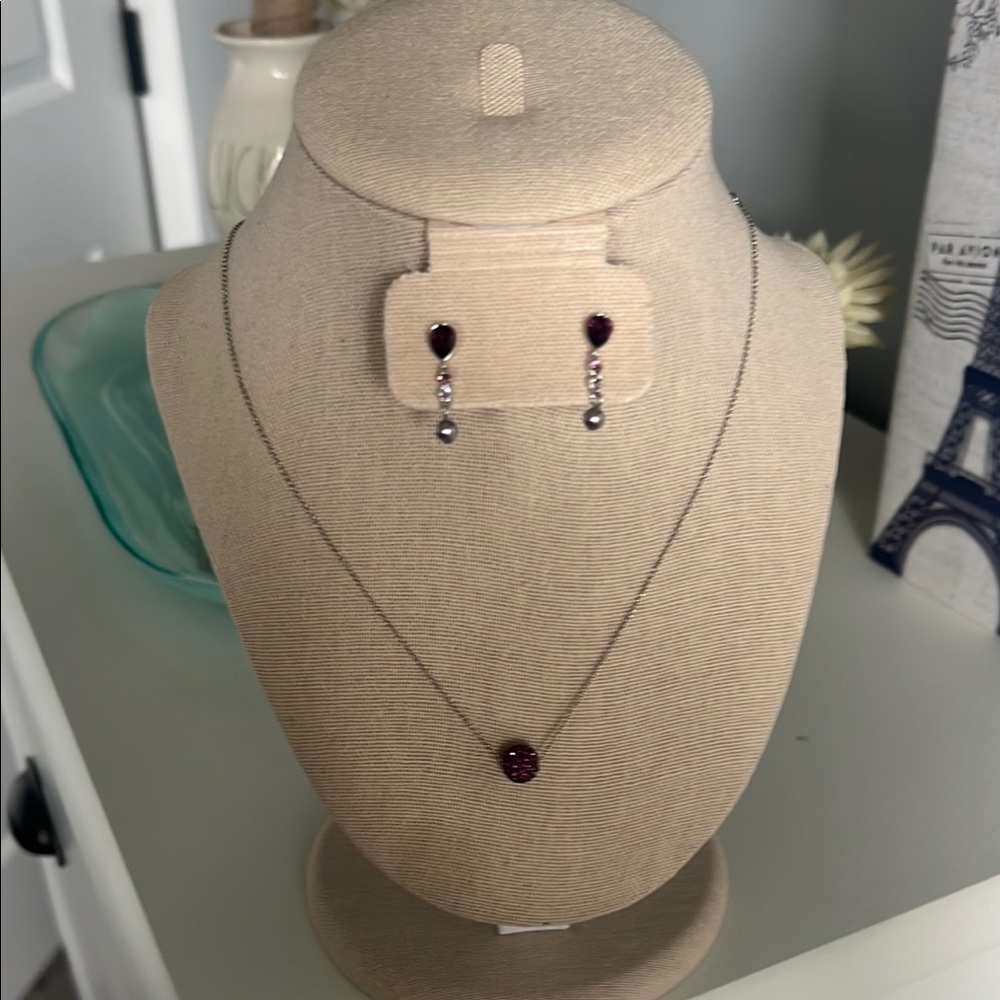 Touchstone Crystal purple necklace and earrings set